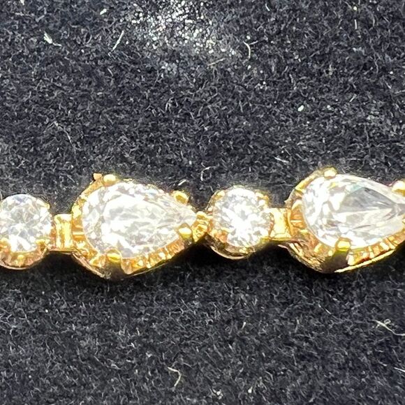 Vintage Gold Tone/Plated Cubic Zirconia Tennis Bracelet Snake Style Chain New - Picture 4 of 11